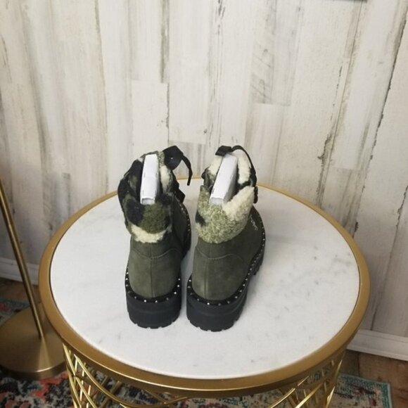 Steve Madden Receptive Olive Green Suede Marble Faux fur - Picture 5 of 7